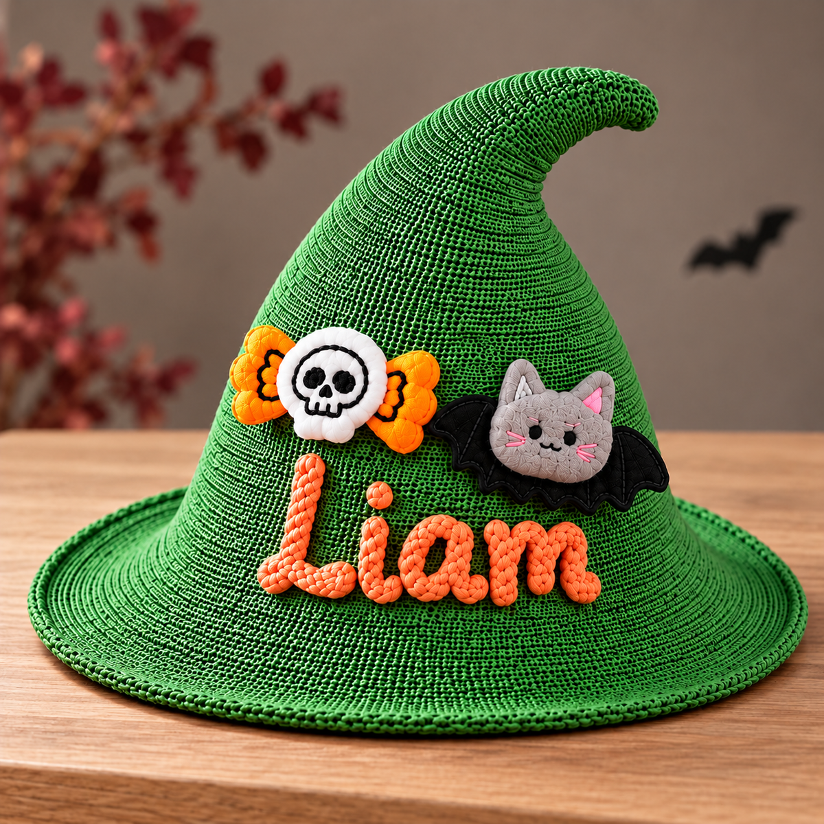 Personalized Halloween Witch Hat with Embroidered Name Design