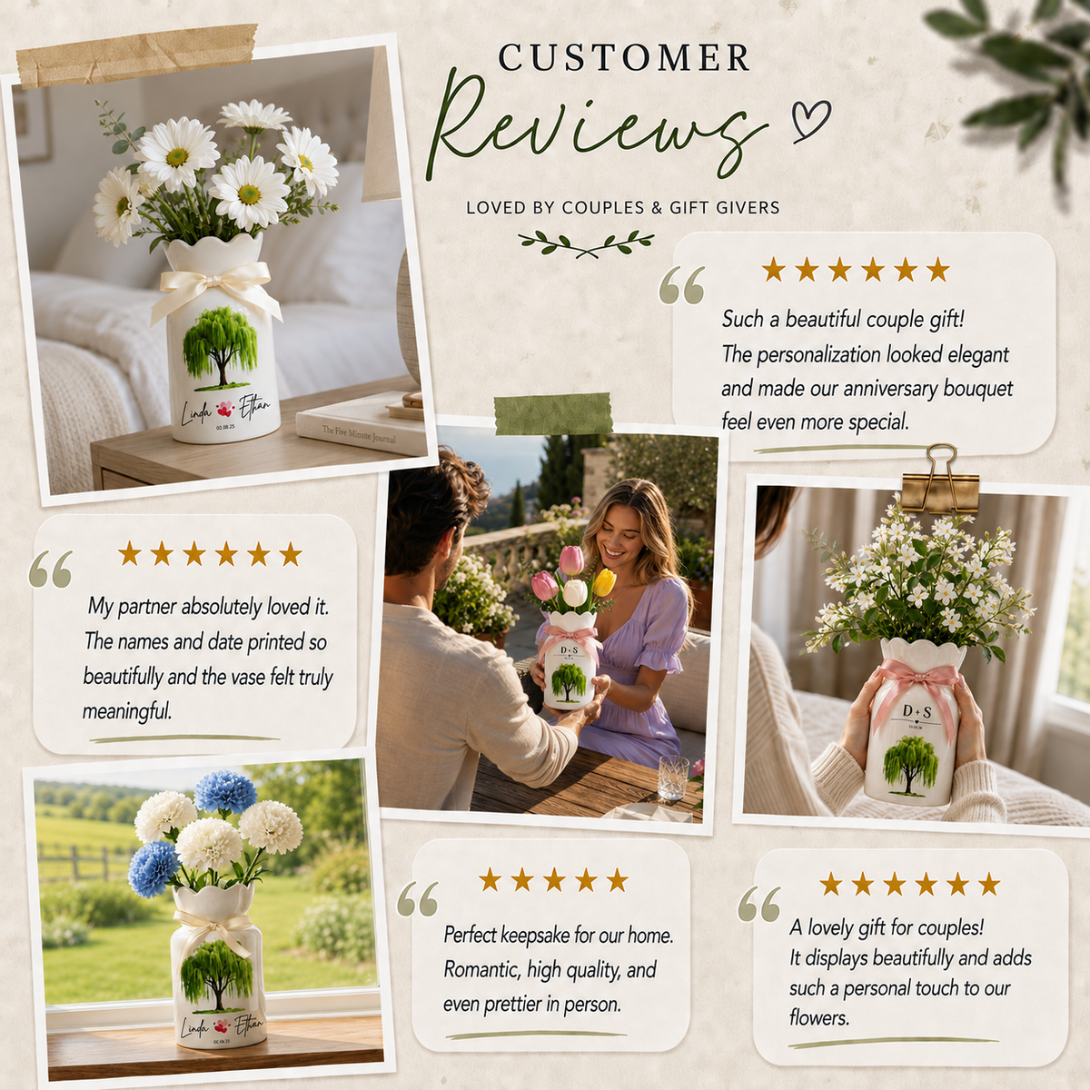 Personalized 9th Anniversary Willow Tree Flower Vase – Custom Ceramic Anniversary Gift for Wife & Couples