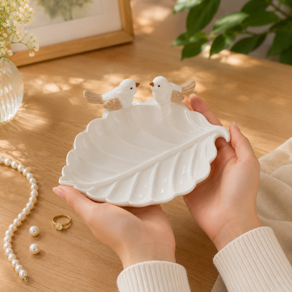 Handcrafted Bird Ceramic Ring Dish – Cute Jewelry Trinket Tray