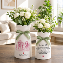 Personalized Besties Photo Ceramic Vase – Custom Photo Best Friend Flower Vase
