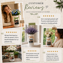 Personalized Besties Photo Ceramic Vase – Custom Best Friend Gift