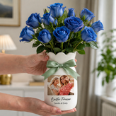 Personalized Besties Photo Ceramic Vase – Custom Best Friend Gift