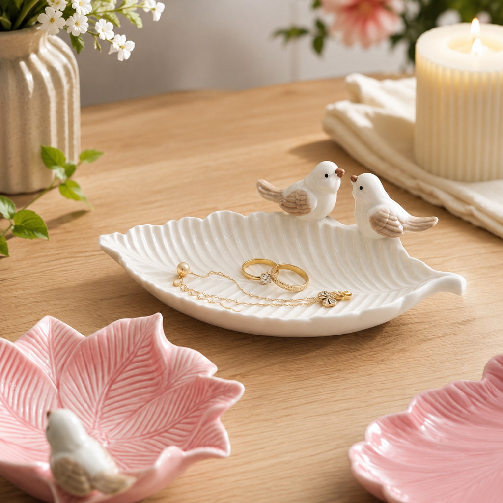Handcrafted Bird Ceramic Ring Dish – Cute Jewelry Trinket Tray