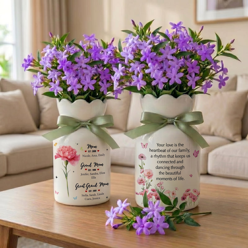 Personalized Birth Month Flower Vase – First Mom Then Grandma Now Great Grandma Gift