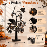 Lighted Black Halloween Eyeball Tree Spooky Tabletop Decor