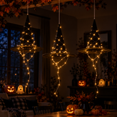 Hanging Witch Hat LED Lights – Floating Black Witch Hats for Halloween Decor
