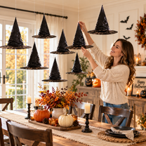 Hanging Witch Hats Halloween Decor Floating Black Hats