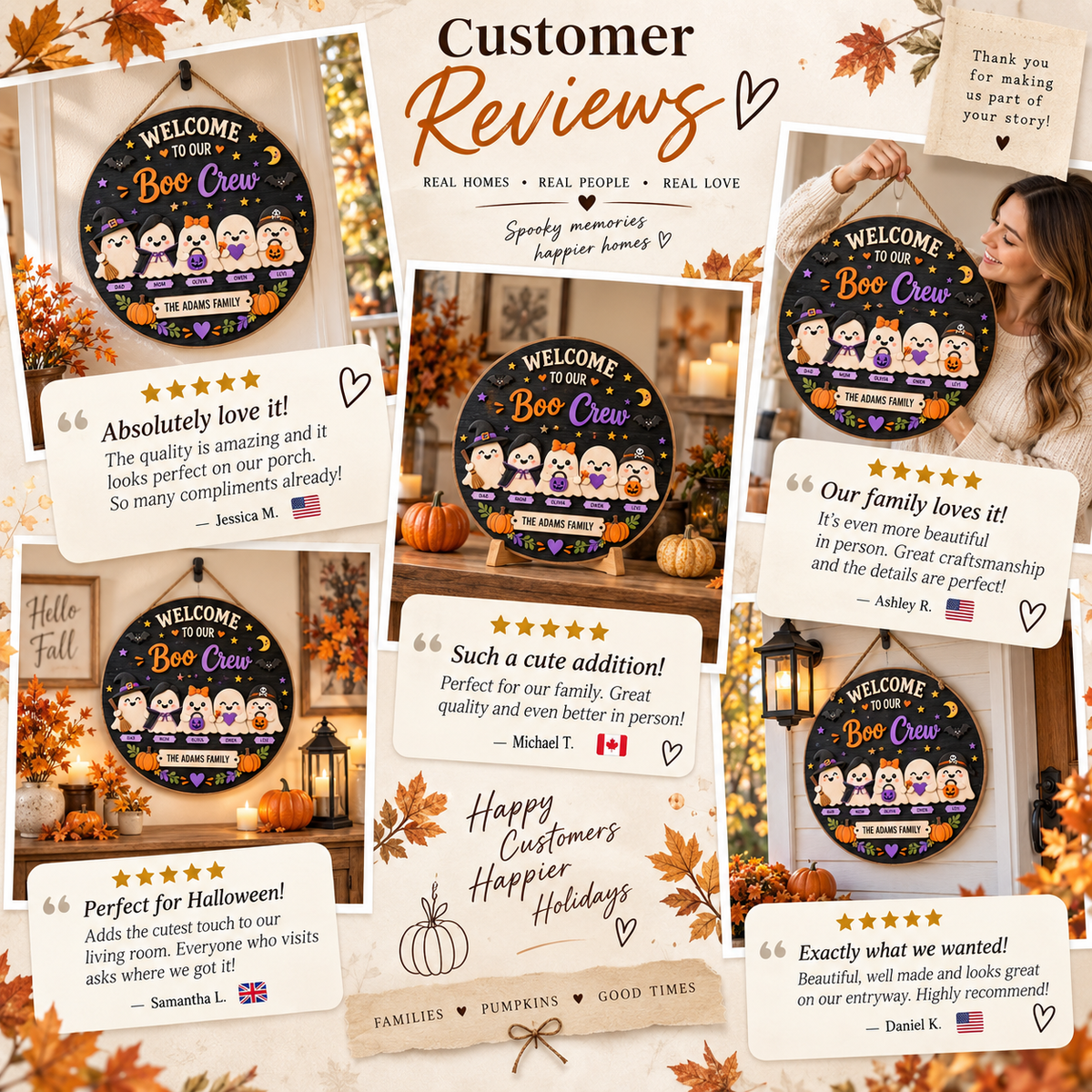 Personalized Boo Crew Halloween Door Hanger Wall Sign