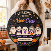 Personalized Boo Crew Halloween Door Hanger Wall Sign