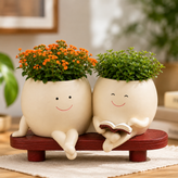 Cute Reading Planter Pot with Smiley Face – Gift for Mom, Teacher Appreciation Gift & Cozy Desk Planter