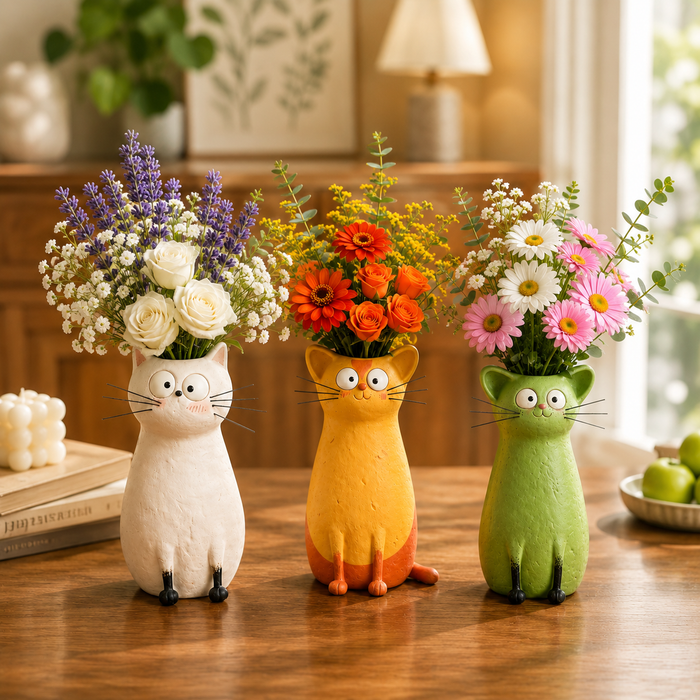 Quirky Cat Vase – Unique Cat Lover Gift & Whimsical Home Decor Accent
