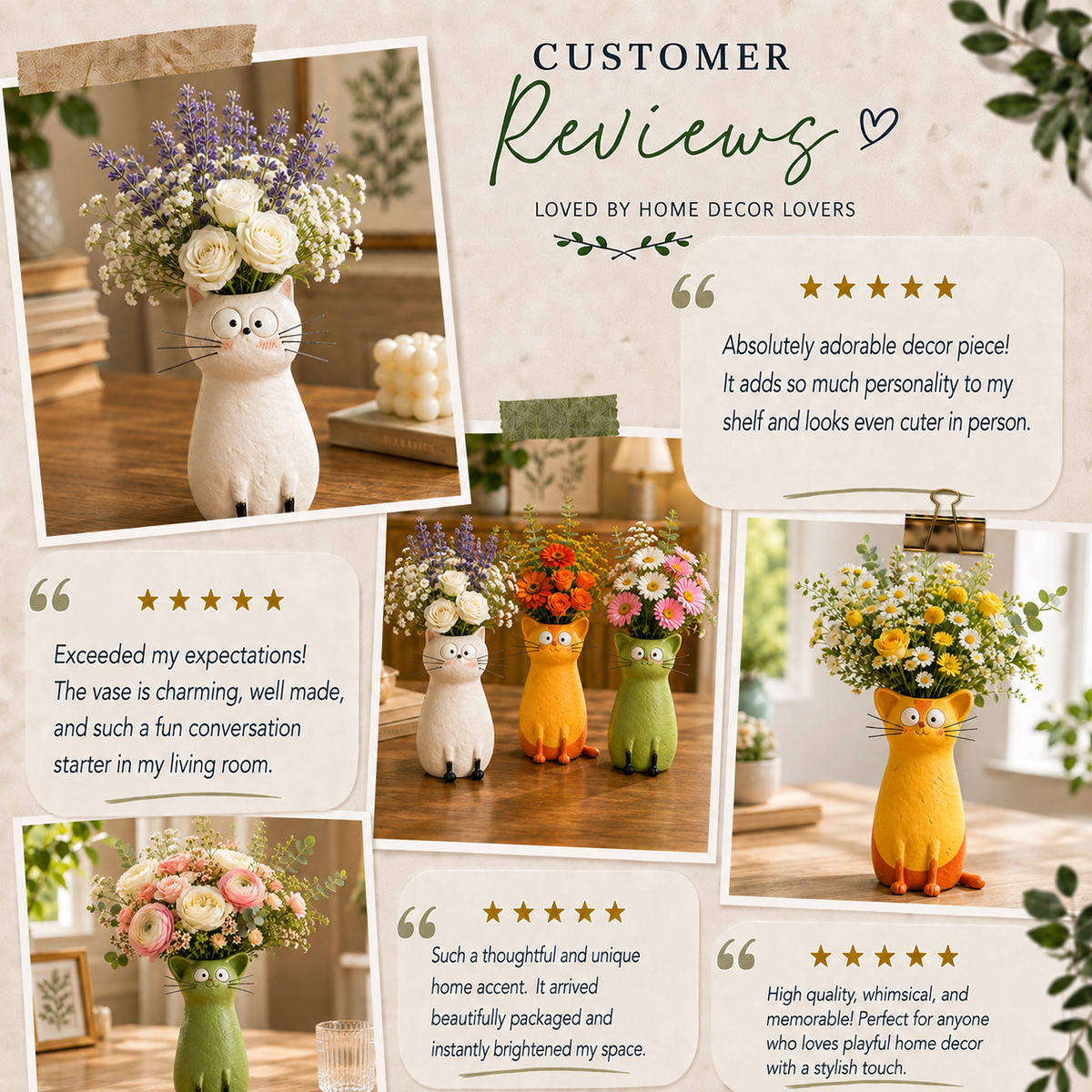 Quirky Cat Vase – Unique Cat Lover Gift & Whimsical Home Decor Accent