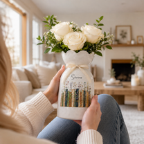 Personalized Vintage Bookshelf Library Ceramic Flower Vase – Book Lover Gift