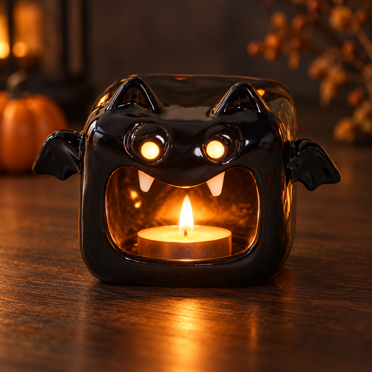 Halloween Ghost Pumpkin Ceramic Candle Holder / Lantern