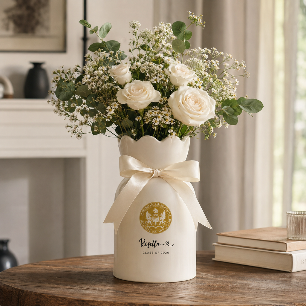 Personalized University College Graduation Gift Vase – Custom Class of 2026 Keepsake