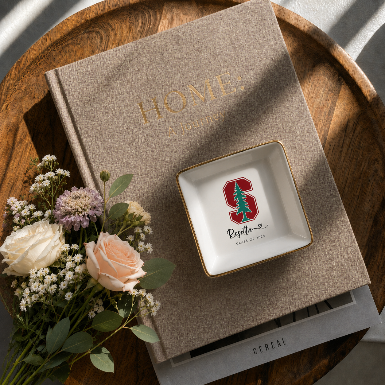 Personalised University College Graduation Gift Ring Dish, Custom Class of 2026 Keepsake
