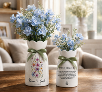 Personalized Wedding Flower Vase, Custom Birth Flower Couple Gift with Names & Wedding Date