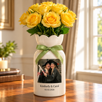 Personalized Besties Photo Ceramic Vase – Custom Best Friend Gift