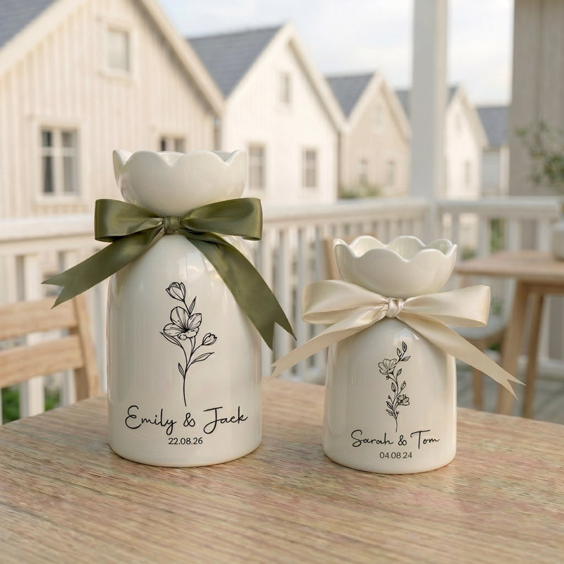 Custom Wedding Gifts Flower Vase – Personalized Engagement & Newlywed Couple Gift