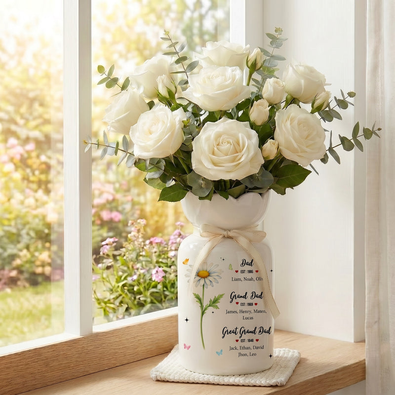 Personalized Great Grandfather Flower Vase – Custom Father’s Day Gift from Grandkids