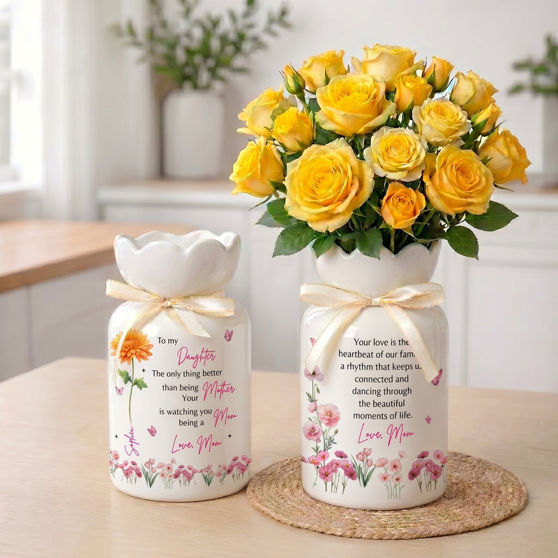 Personalized Daughter Flower Vase – Custom Mother Daughter Keepsake Gift