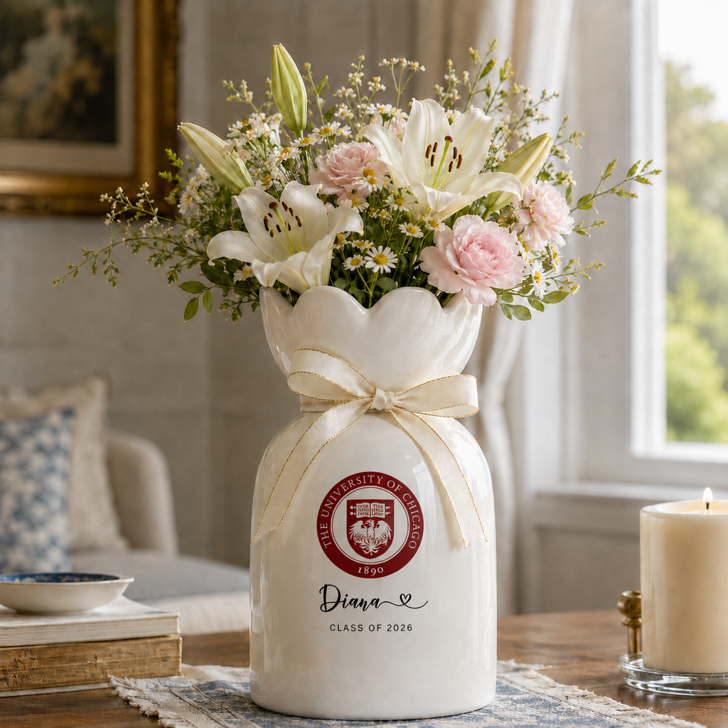 Personalized University College Graduation Gift Vase – Custom Class of 2026 Keepsake