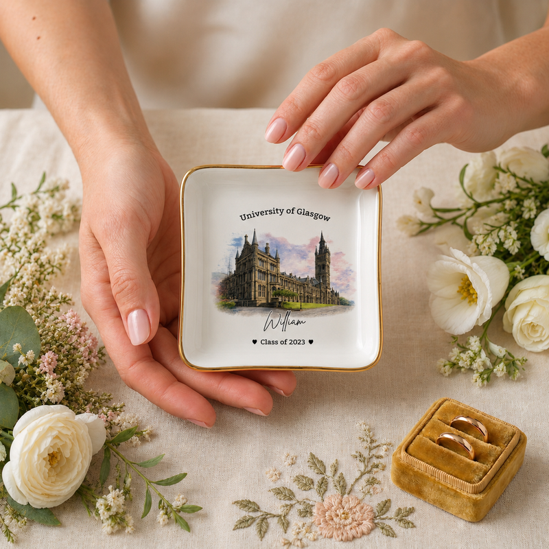 Personalized College Graduation Ring Dish, Custom University Keepsake Gift