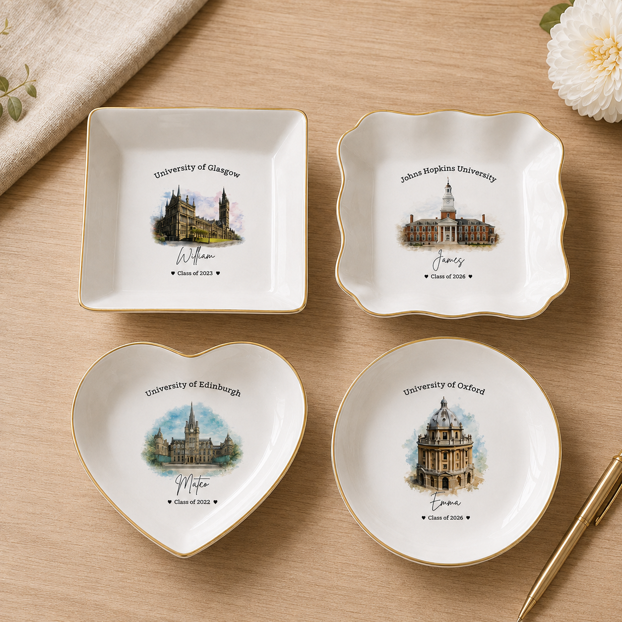Personalized College Graduation Ring Dish, Custom University Keepsake Gift