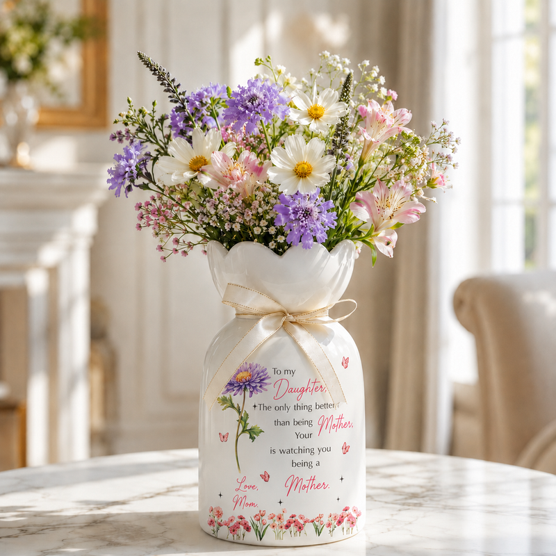 Personalized Daughter Flower Vase – Custom Mother Daughter Keepsake Gift