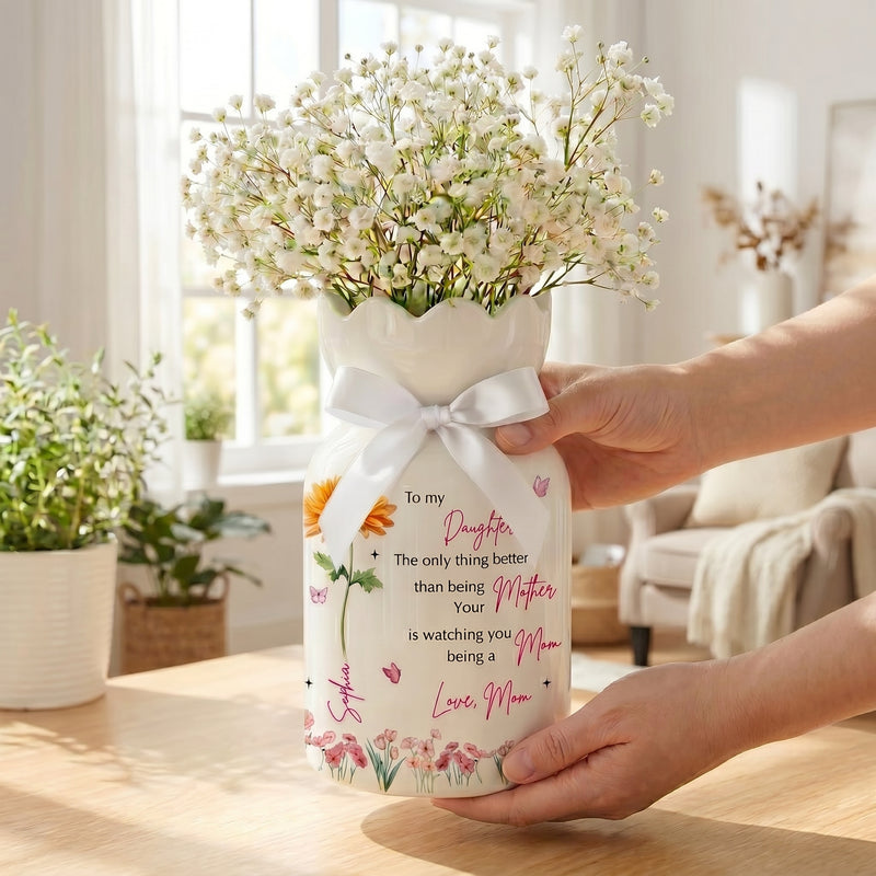 Personalized Daughter Flower Vase – Custom Mother Daughter Keepsake Gift