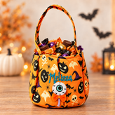 Custom Name Embroidery Halloween Basket for Kids