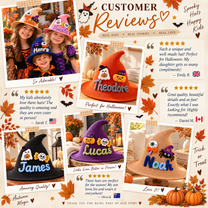Personalized Halloween Witch Hat with Embroidered Name Design