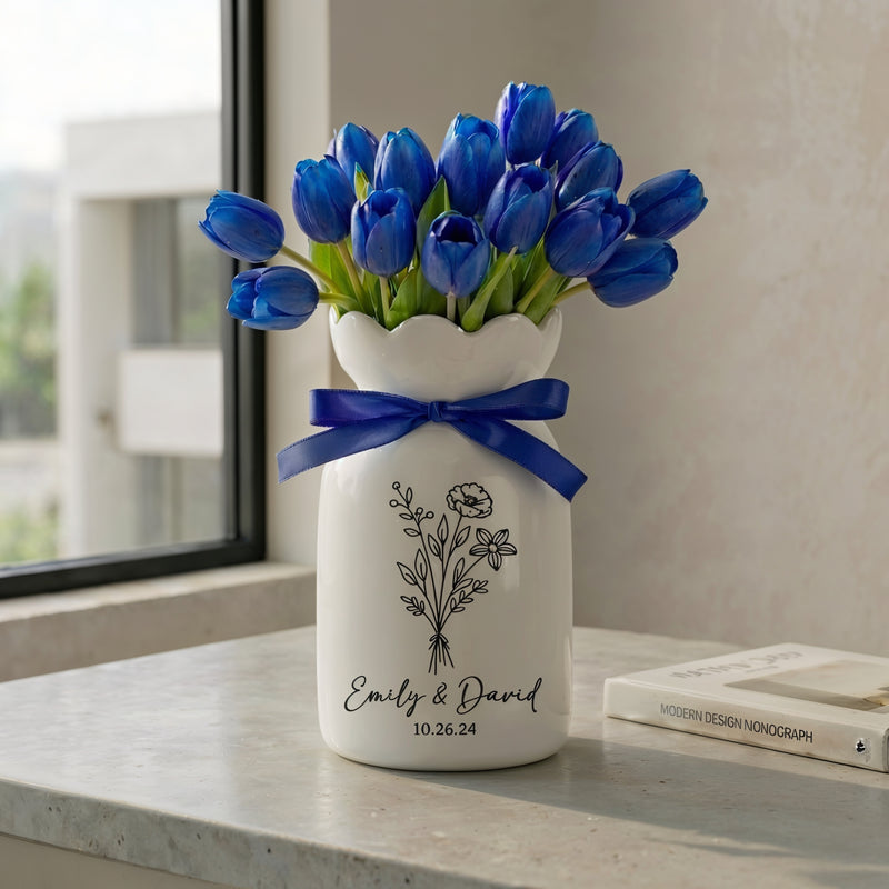 Custom Wedding Gifts Flower Vase – Personalized Engagement & Newlywed Couple Gift