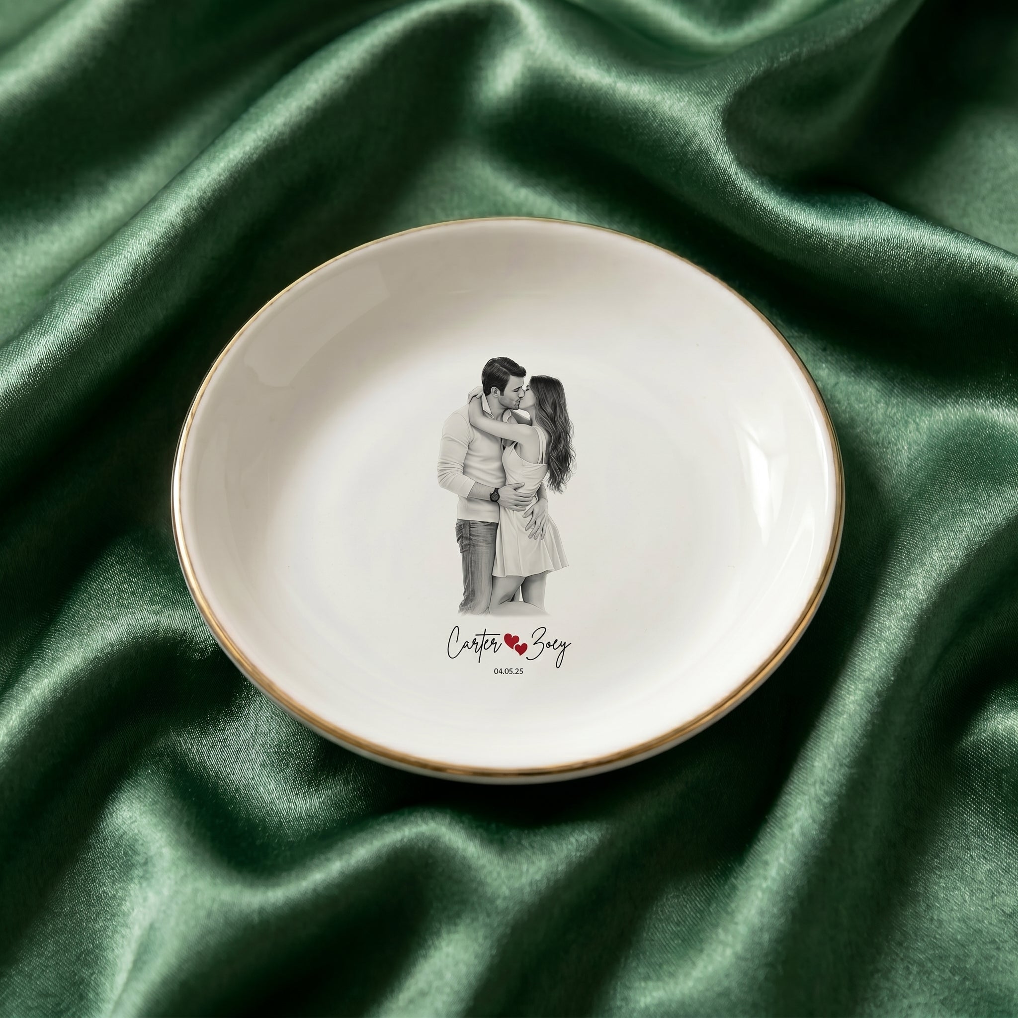 Custom Engagement Ring Dish, Personalized Photo Wedding Keepsake Gift