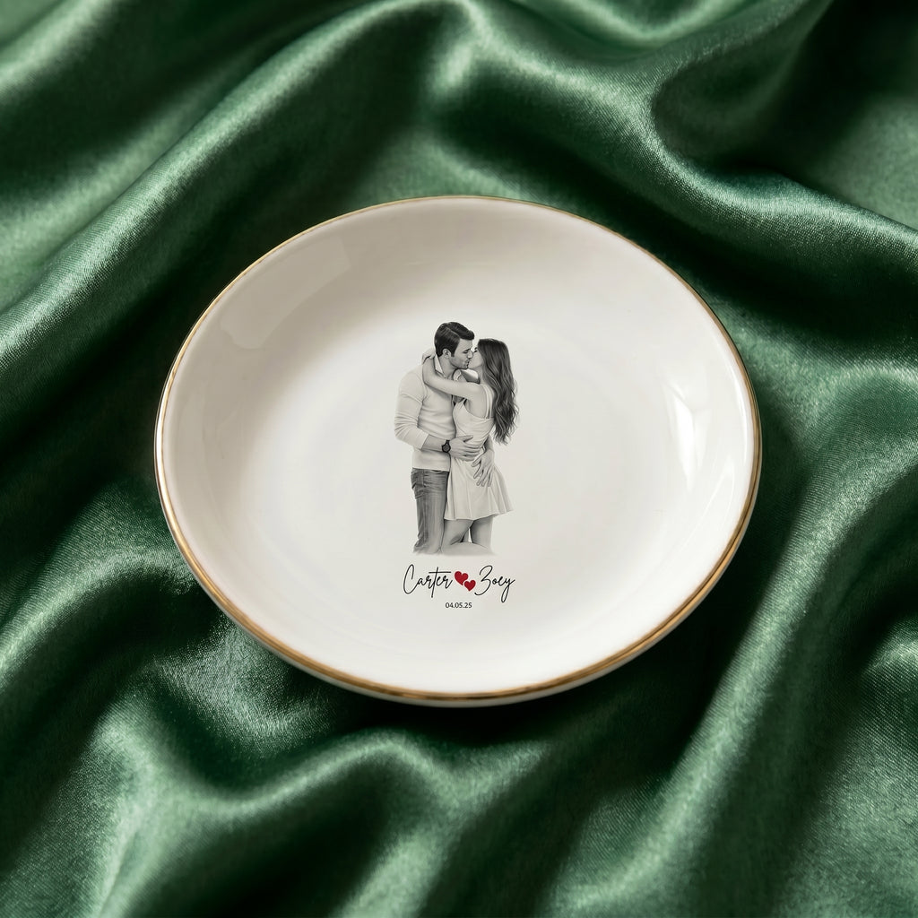 Custom Engagement Ring Dish, Personalized Photo Wedding Keepsake Gift