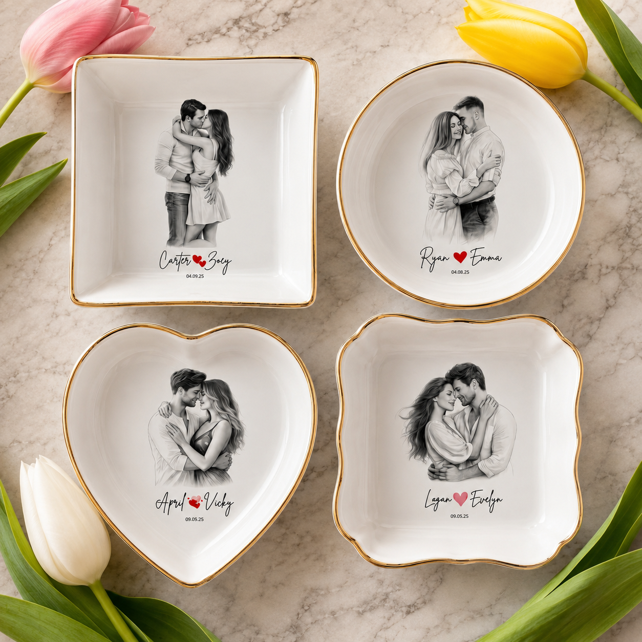 Custom Engagement Ring Dish, Personalized Photo Wedding Keepsake Gift