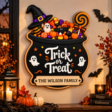 Personalized Trick or Treat Halloween Door Sign