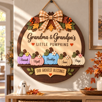 Custom Grandma & Grandpa Fall Pumpkin Door Hanger