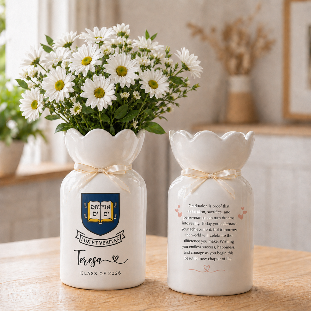 Personalized University College Graduation Gift Vase – Custom Class of 2026 Keepsake