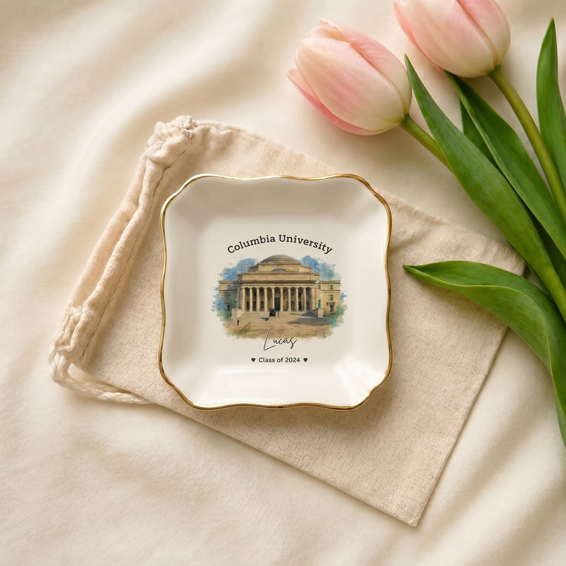 Personalized College Graduation Ring Dish, Custom University Keepsake Gift