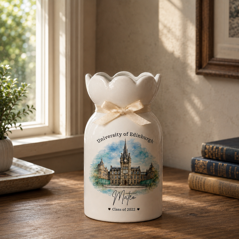 Custom University Vase – Personalized College Graduation Gift, Class of 2026 Keepsake