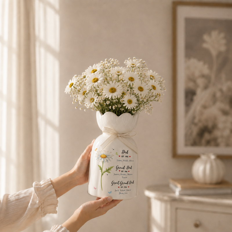 Personalized Great Grandfather Flower Vase – Custom Father’s Day Gift from Grandkids