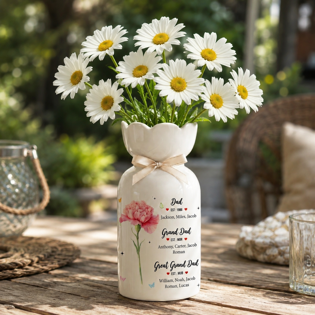 Personalized Great Grandfather Flower Vase – Custom Father’s Day Gift from Grandkids