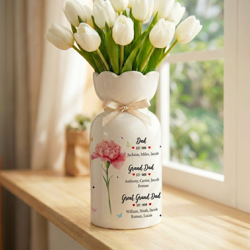 Personalized Great Grandfather Flower Vase – Custom Father’s Day Gift from Grandkids