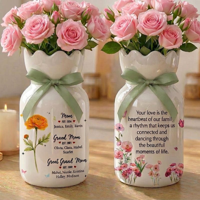 Personalized Birth Month Flower Vase – First Mom Then Grandma Now Great Grandma Gift