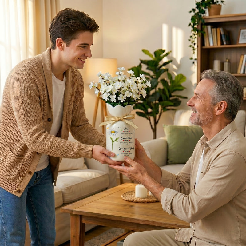 Personalized Great Grandfather Flower Vase – Custom Father’s Day Gift from Grandkids
