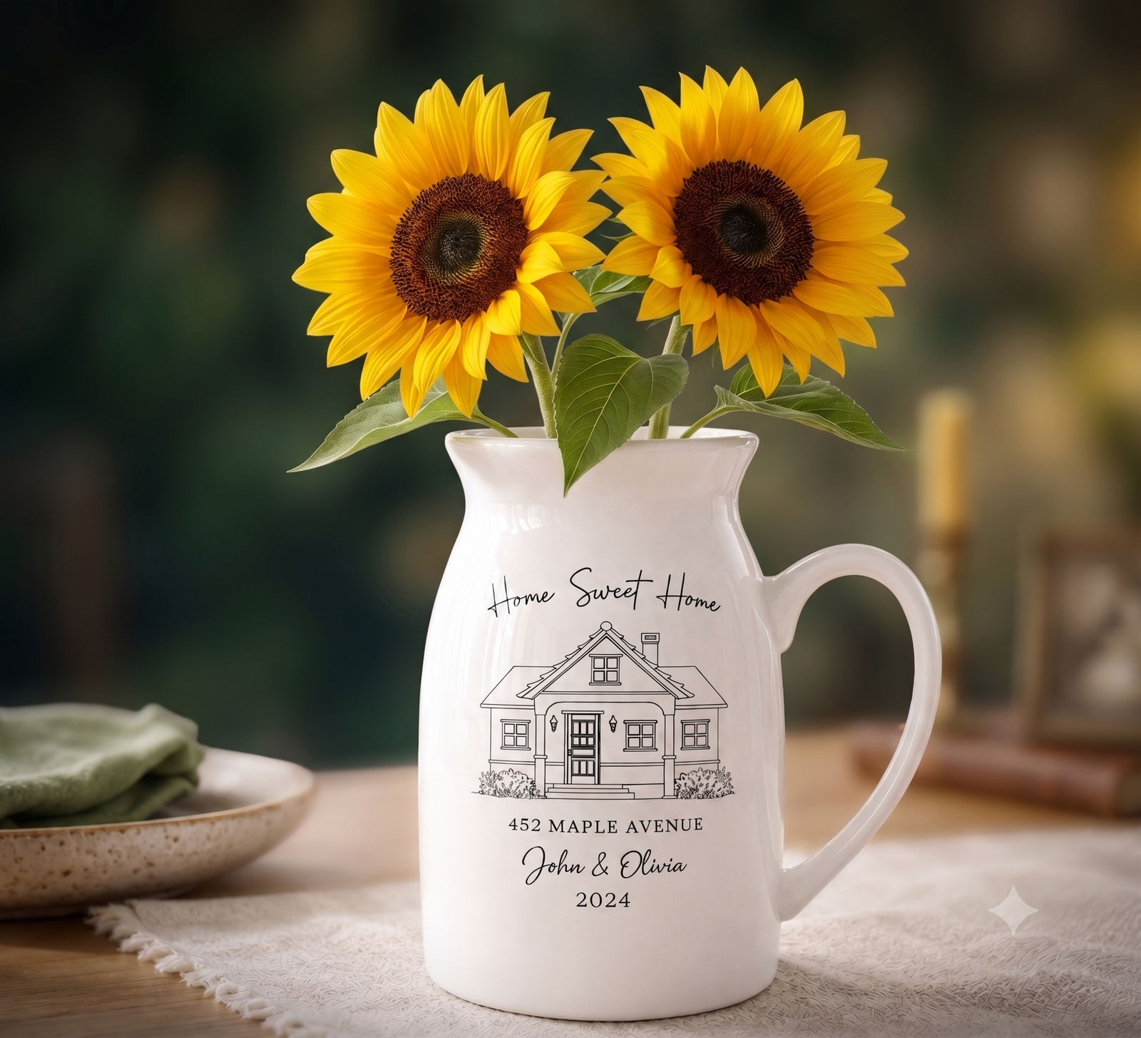 Personalized First Home Gift Ceramic Flower Vase – Custom New Home & Housewarming Gift