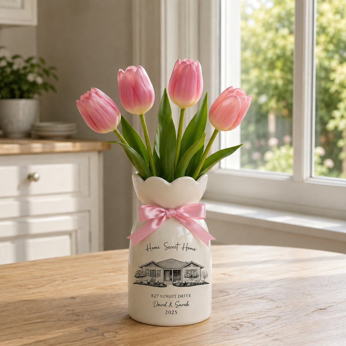 Personalized First Home Flower Vase – Custom New Home Gift for Couples