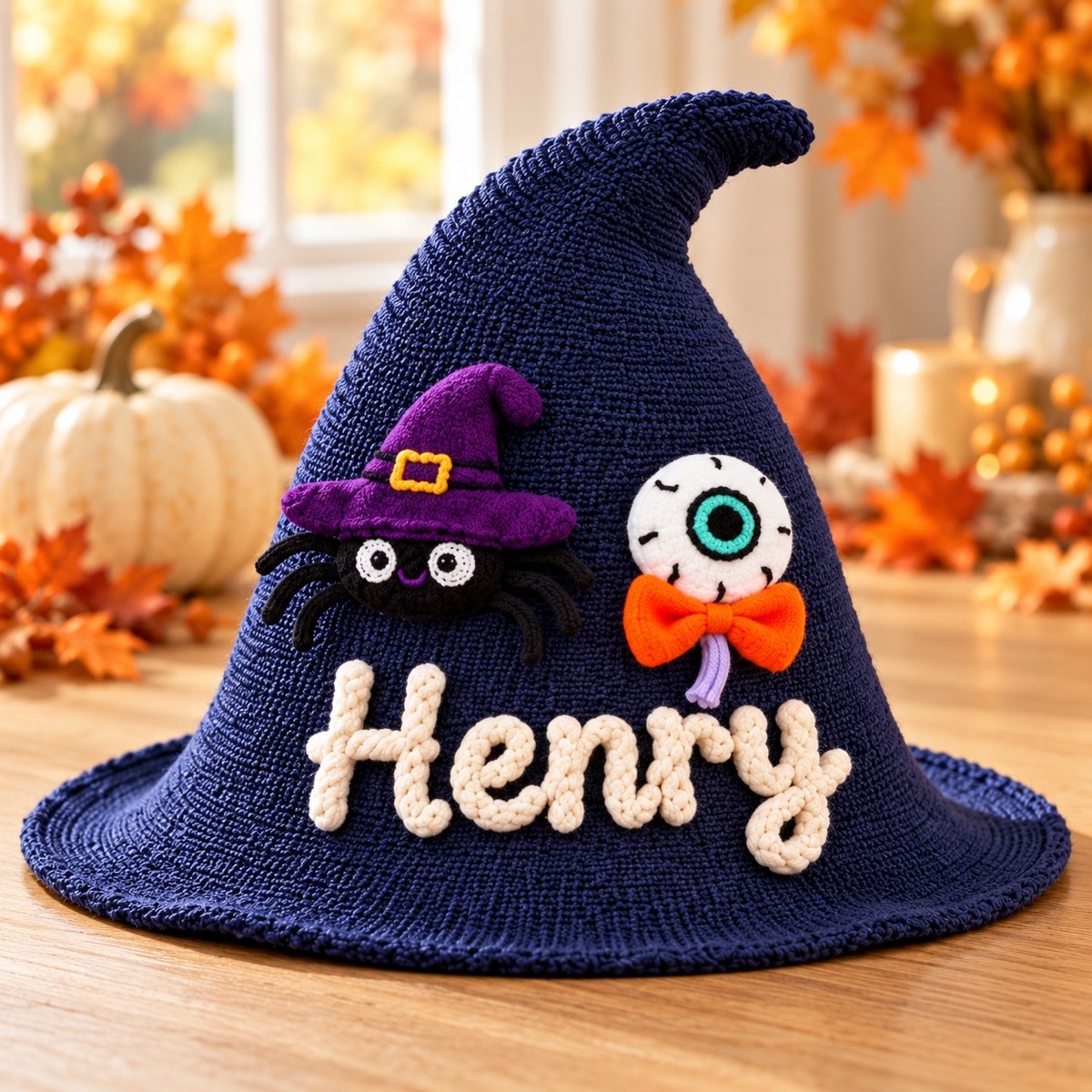 Personalized Halloween Witch Hat with Embroidered Name Design