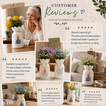 Personalized In Loving Memory Ceramic Flower Vase – Custom Photo Memorial Gift